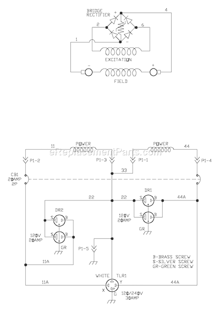 Page D Diagram and Parts List for 1655-2  Briggs and Stratton Generator